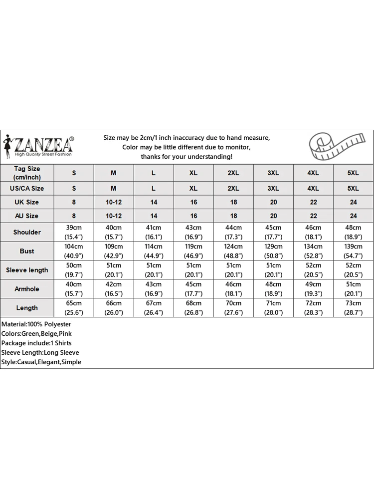 ZANZEA винтажные простые топы с оборками и строчкой повседневные длинными рукавами