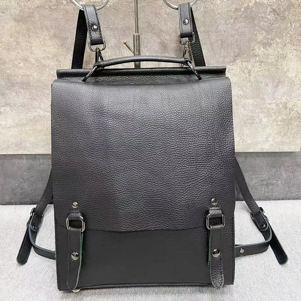 

Vintage Unisex Backpack Soft Genuine Leather Luxury Thick Calfskin Female Causal Back Pack Book Bag Mochilas Para Mujer 2022 New