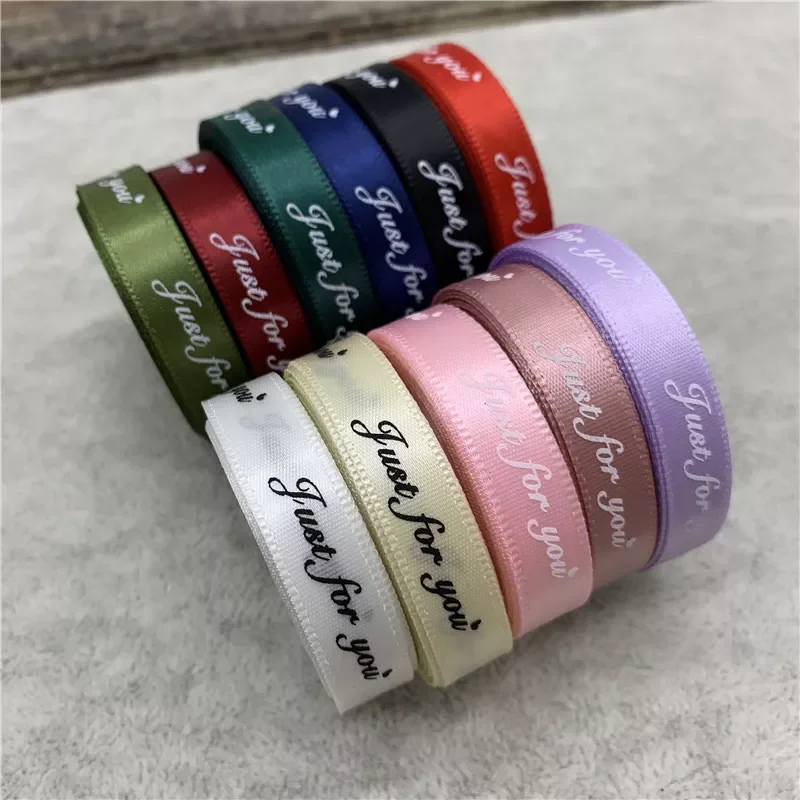 

10mm Romantic Gift Packaging Belt Printed "Just For You" Design Ribbon Tapes For Wedding Christmas Decoration