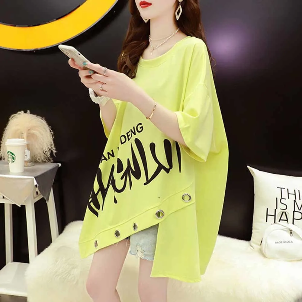 

Футболка женская хлопковая с коротким рукавом, уличная одежда в стиле Харадзюку, рубашка с надписью, желтый белый черный