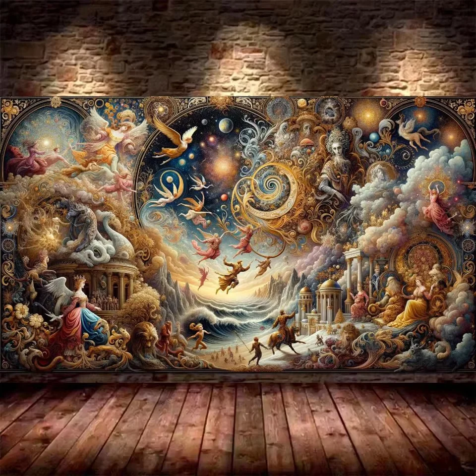 DIY алмазная живопись сказки русские мотивы космос универсальность морской миф