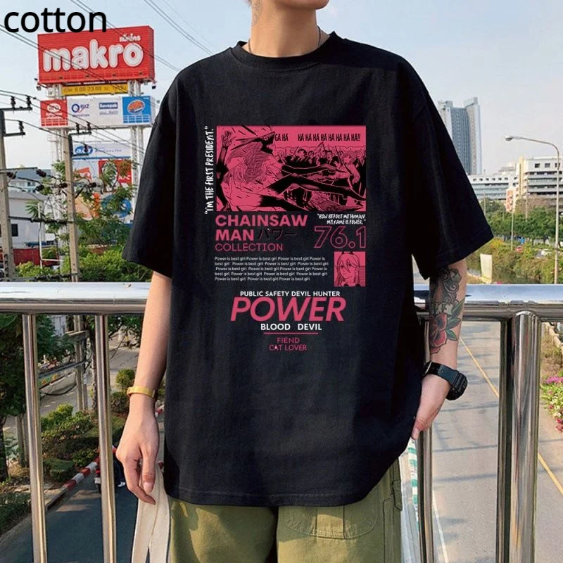 

Chainsaw Man Power T Shirt Men Aesthetic Couple Graphic Tees