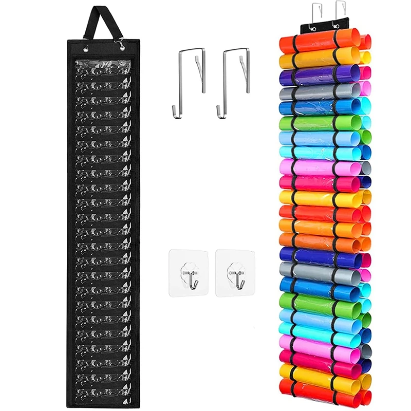 

Vinyl Storage Organizer With 48 Compartments, Vinyl Roll Holder Wall Mount For Home Craft Closet Wall Door