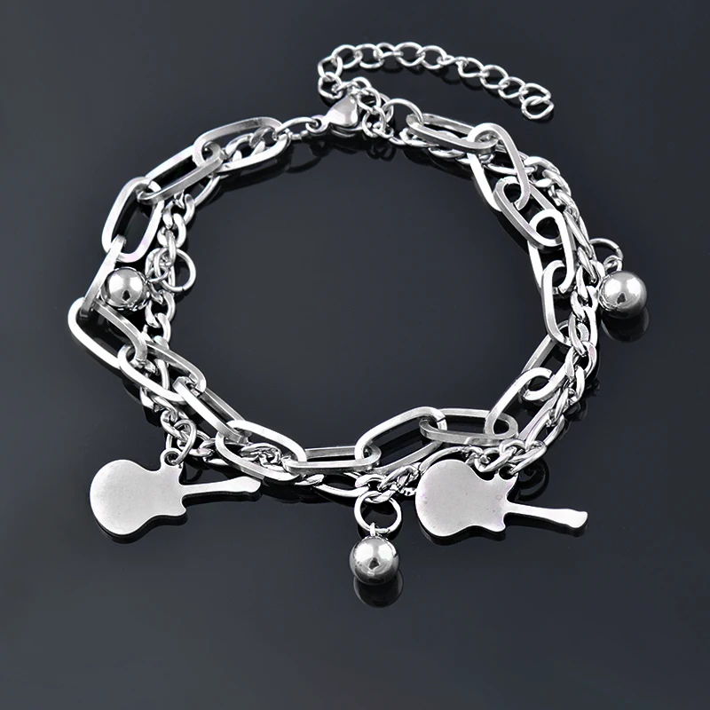 

LEEKER Punk Square Cross Multilayer Stainless Steel Pendant Bracelet For Women Chain Silver color jewelry 2022 New 207 LK2