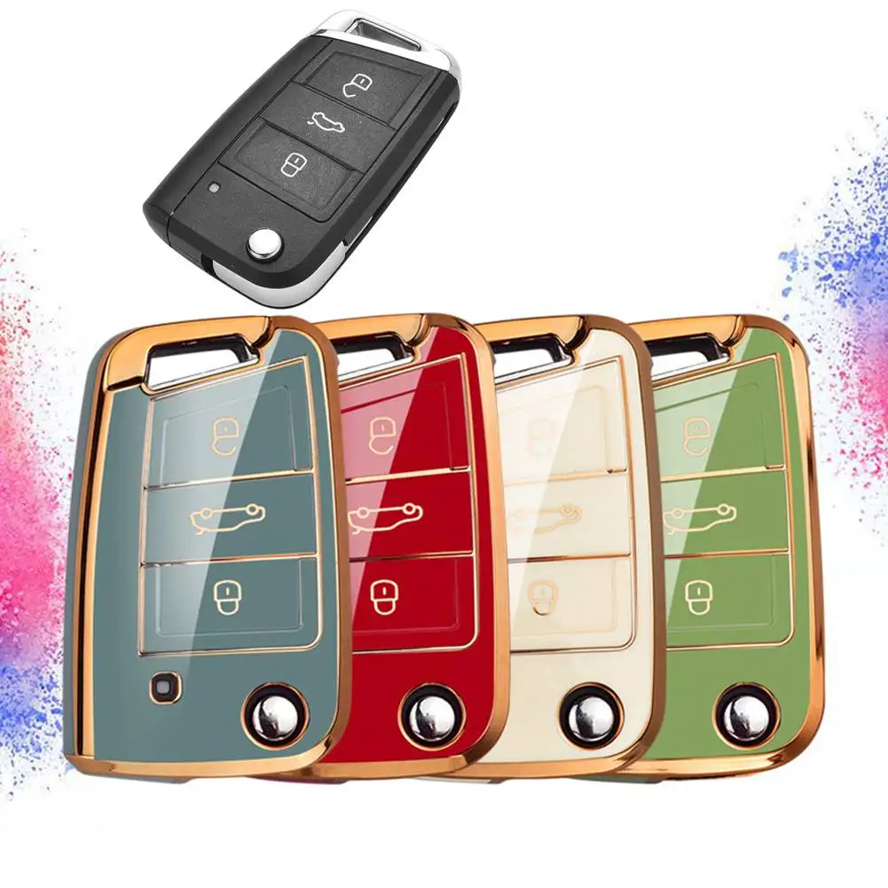 

Car Key Case Cover Soft TPU Key Fob Case Cover For Golf MK7 MK2 FOR Skoda Octavia Tiguan Green White Gray Red Accessories