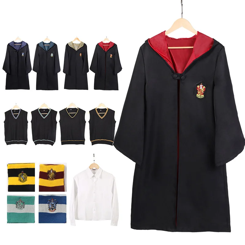 Adult Children Cape Harryy Potter Cosplay Magic Costume Shirt Dress Clothes Robes Hermione School Uniform Accessories |