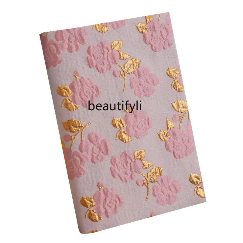 

yj Gold Pink Rose Embossed Vintage Handmade Cloth Book Clothing A5a6 Notebook Hand Account Cover