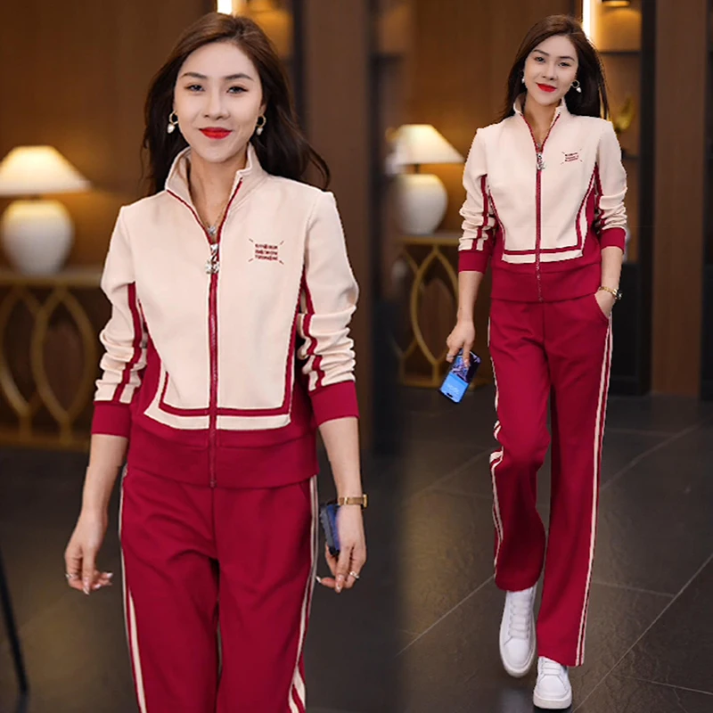 

Корейский комплект из двух предметов 2023, женский жакет на молнии и брюки, осенняя женская одежда Y2K, спортивный костюм с длинным рукавом, женские наряды