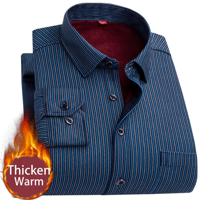 

2022 Winter Mens Fashion Smart Casual Warm Shirts Autumn Men Thicken Long Sleeve Shirt Slim Fit Shirt Camisa Social Masculina