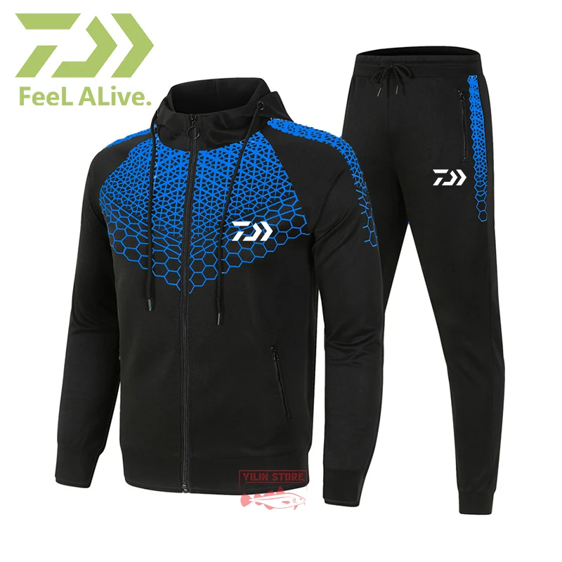 

Daiwa Spring Autumn Fishing Suit Men's Hoodie Set Hoodie + Pants Pullover Sweater Set Outdoor Sports Leisure Sweater Sportswear