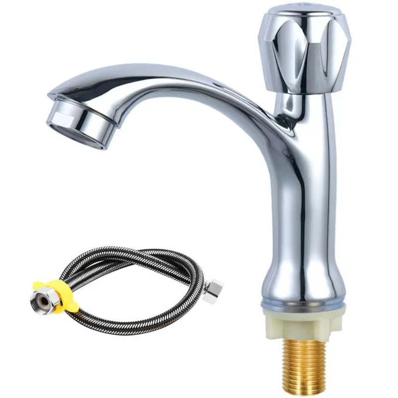 

Alloy Bathroom Basin Faucets Single Cold Water Bathroom Sink Faucets Polishe Chrome Single Handle Washbasin Tap