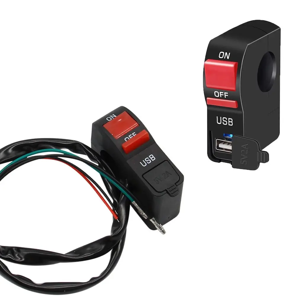 

Signals Light Control Button With USB Charger Moto Light Controller Light Indicator Switch Motorcycle Handlebar Switch