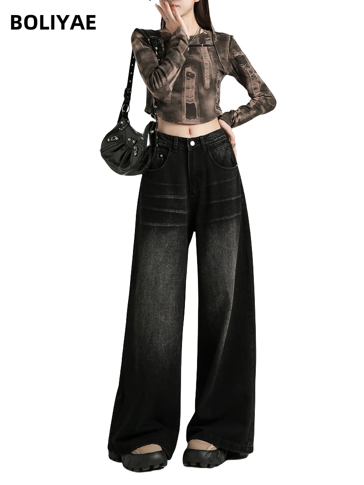 Черные и серые мешковатые джинсы Boliyae