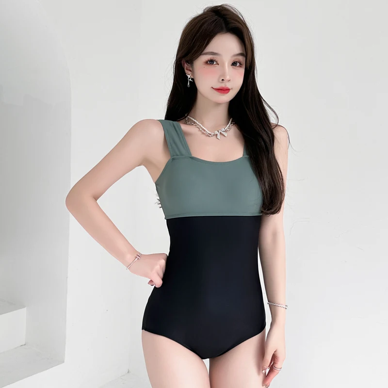 

Wisuwore 2023 Hot Spring Season New Women's One-piece Swimsuit Suspender Style Color Matching Show Thin Chest Gathered Bikini