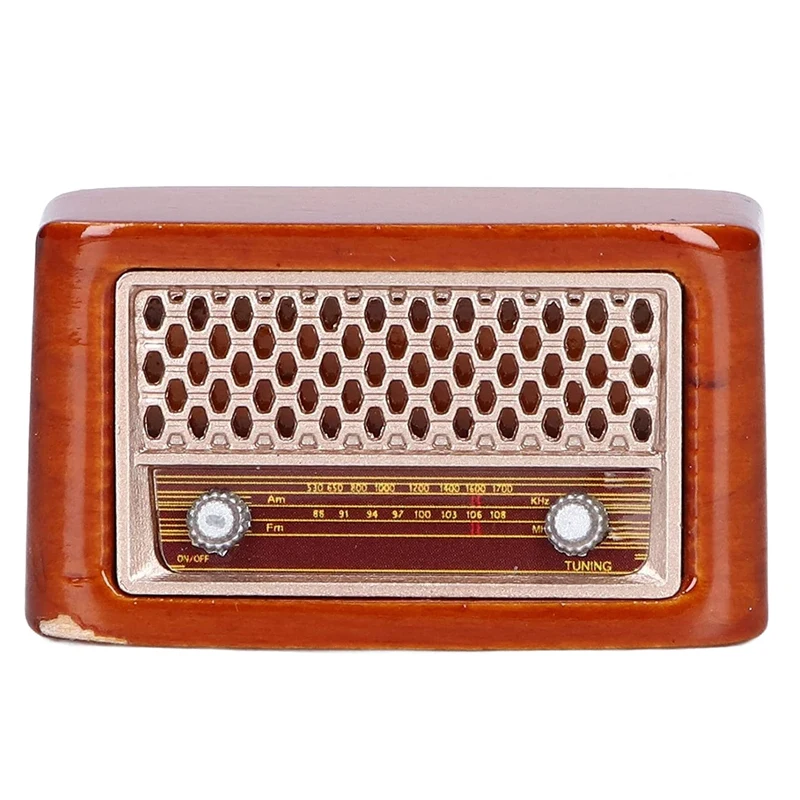 

1:12 Dollhouse Radio Miniature Retro Cute Radio Model Wooden Dollhouse Furniture Transistor Radio Miniature Play Toy
