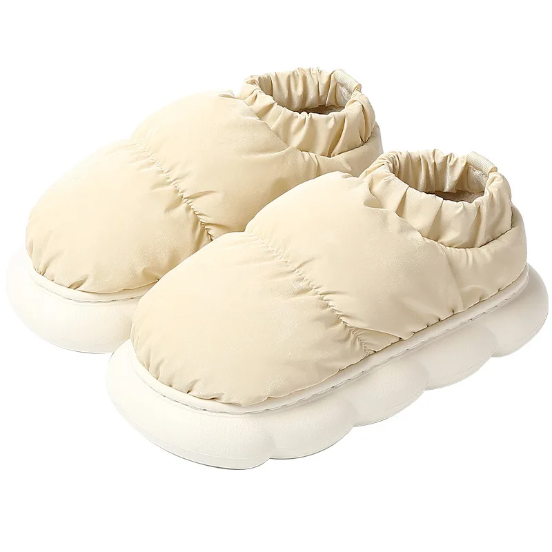 Winter Luxury Cotton Slippers House Home Faux Fur Fleeces Slippers Women's Indoor Non-Slip Bottom Plush Thick Platform Shoes