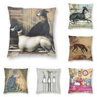 greyhounds with gold collars pillow case home decorative sihthound dog nordic cushion cover velvet pillowcase for sofa
