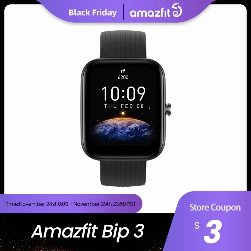 [World Premiere] Amazfit Bip 3 Smartwatch 60 Sports Modes Blood-oxygen Saturation Measurement Smart Watch For Android IOS Phone