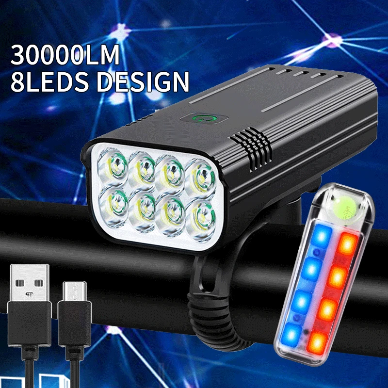 

Модернизированный велосипедный светодиодный фонасветильник 10000 мА/ч, 8 светодиодов, зарядка через USB