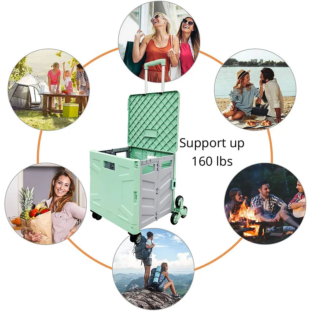 Походная тележка складная для багажа с 6 колесами легкая путешествий покупок и