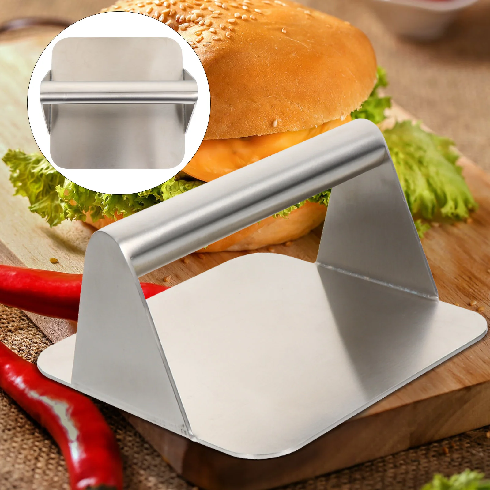 

Press Burger Grill Patty Maker Griddle Meat Bacon Presser Shaper Cooking Flat Smasher Metal Panini Sandwich Mold Iron Steak Cast