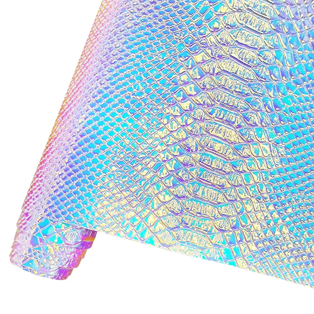Illusion synthetic leather glitter smooth snake print vinyl used as bow faux leather bag decorative phone case 46x135cm