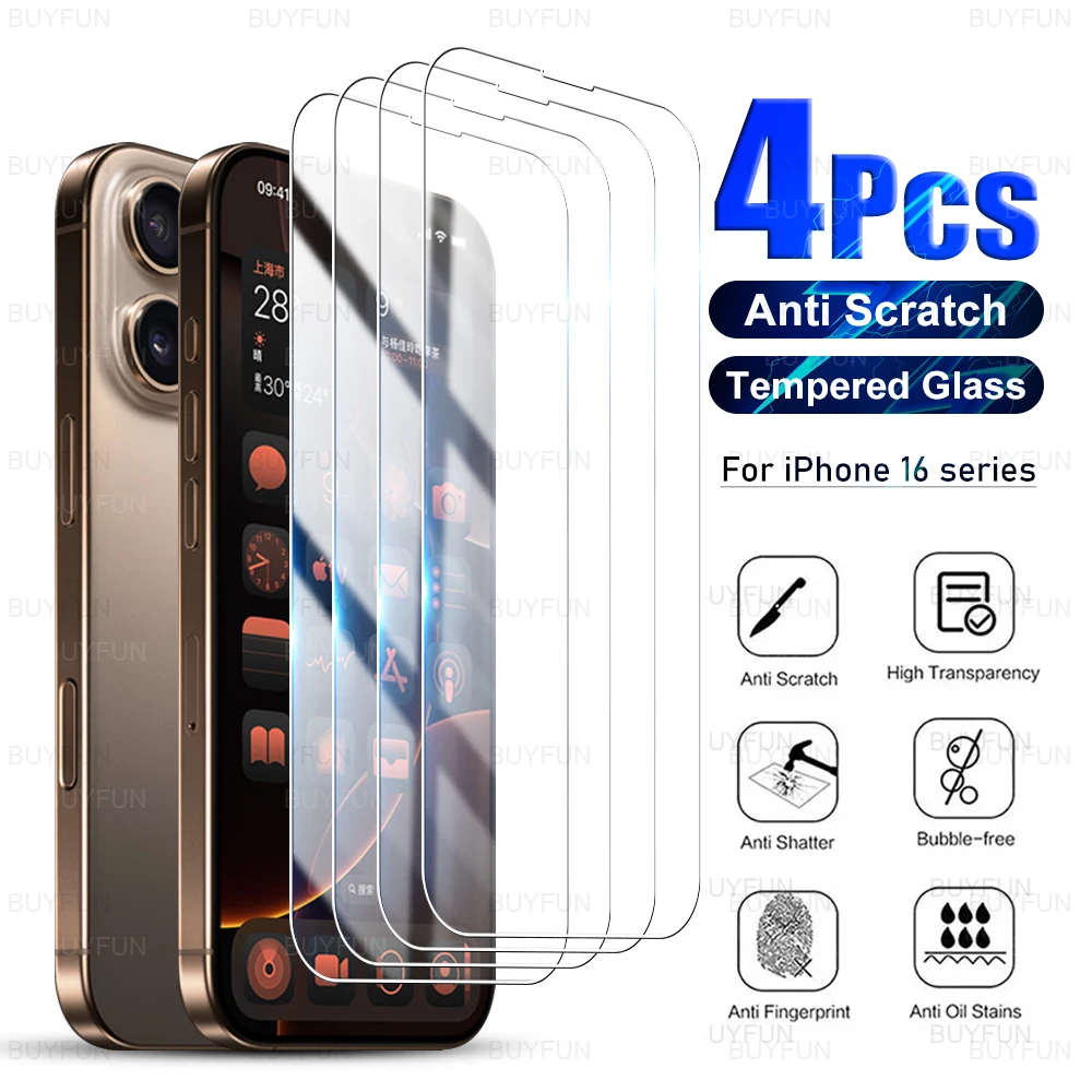 4 шт. защитная пленка из закаленного стекла для Apple iPhone 16 Pro Max 2024 6 9 дюймов