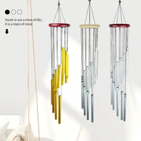 classic solid wood rotating 12 aluminum tube 18 inch wind chime creative home pendant metal cafe restaurant decoration