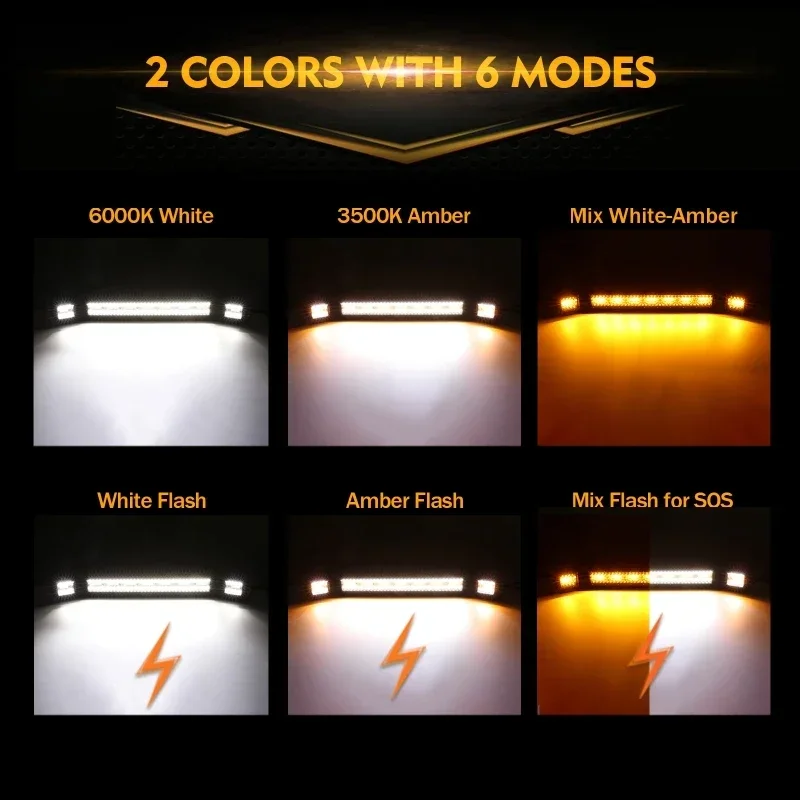 Auxbeam 3/4/7/12/20 дюймов двухцветный 6-режимный точечный луч светодиодный рабочий