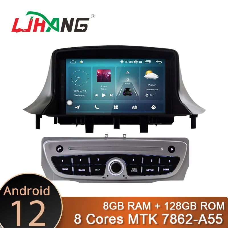 LJHANG DSP Carplay 1 Din Android 12 8 + 128G Автомобильный мультимедийный плеер для Megane 3 Fluence 2009-2015 WIFI gps-навигация, радио, стерео