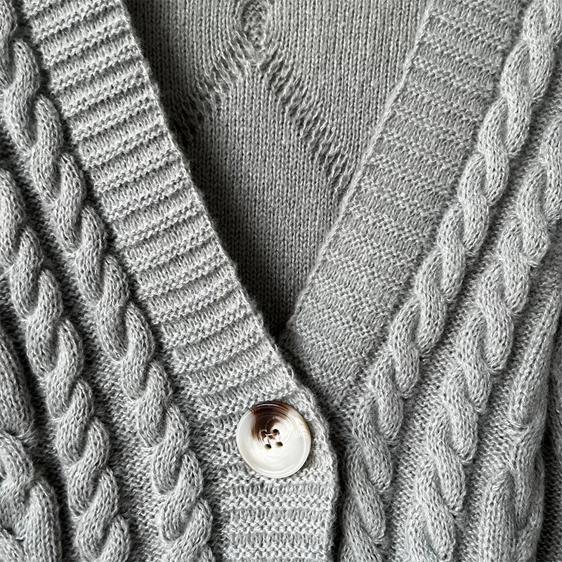 Теплые вязаные кардиганы с v-образным вырезом и длинным рукавом женский