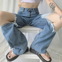 new arrival hole ripped jeans womens loose oversize jeans women cargo pants overalls female harajuku y2k trousers vintage 90s