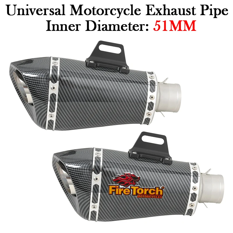 Modify 51MM Universal Motorcycle Escape Moto Bike Tube Muffler Exhaust Pipe For YAMAHA YZF R6 R25 Z900 Ninja 400 BK750 Slip-On