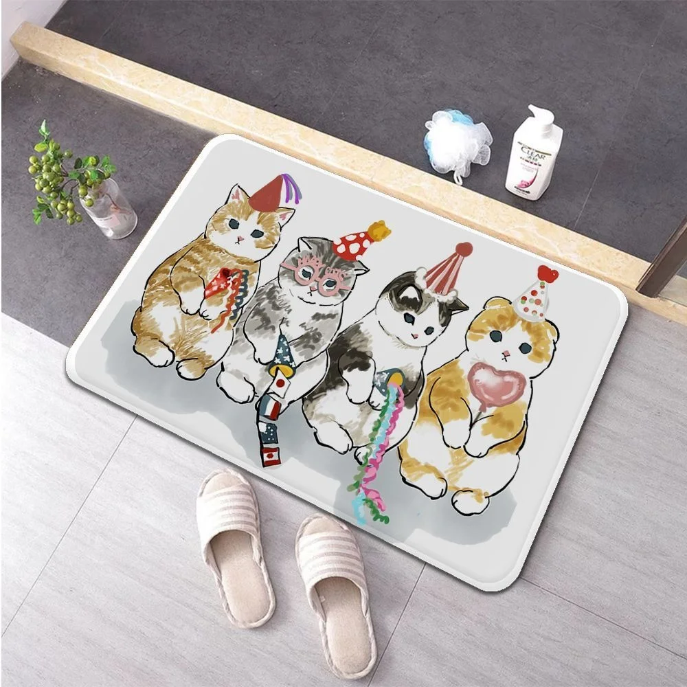 

Kitchen Carpet Washable Flannel Rug Bathroom Indoor Hallway Mats Coffee table Cartoon Cat Mat bedside Parlor Mat Room Carpets 1