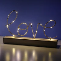 nordic ins creative home furnishings bedroom bedside iron wood bottom letter small night lamp gift