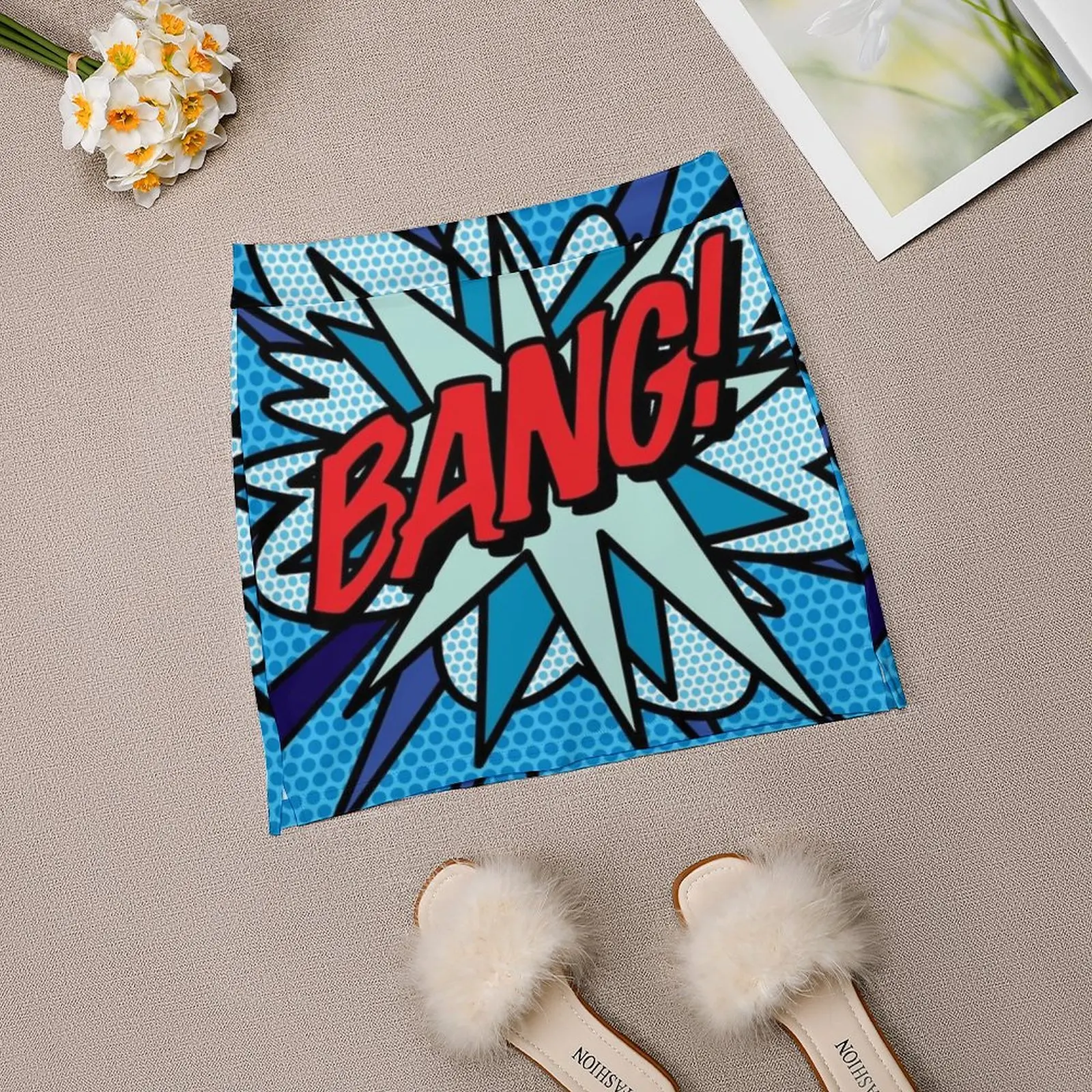 Женская юбка с рисунком Bang модная короткая в стиле поп-арт современном комикс