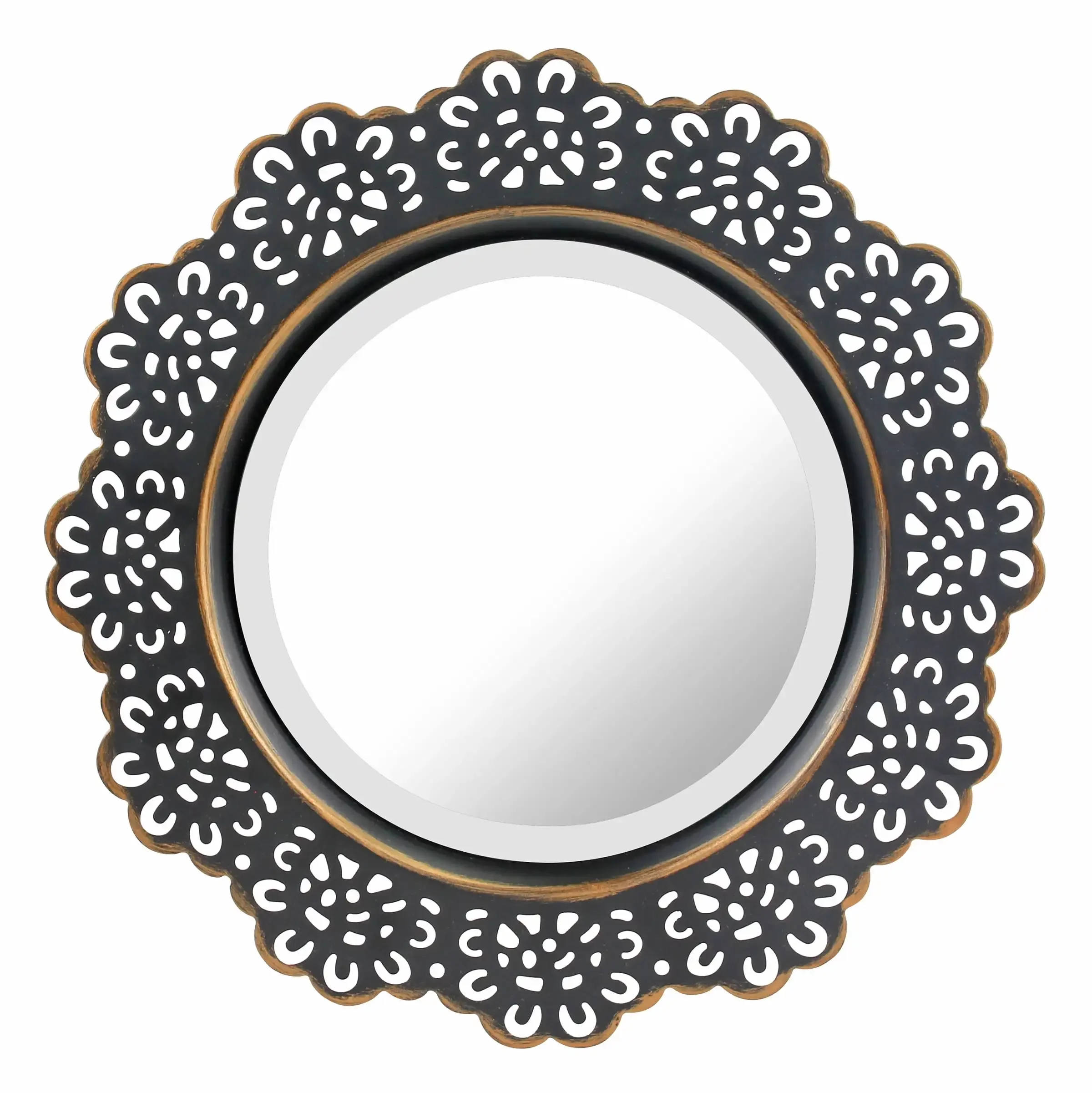 

12.5" Black French Country Metal Lace Accent Mirror Free Shipping