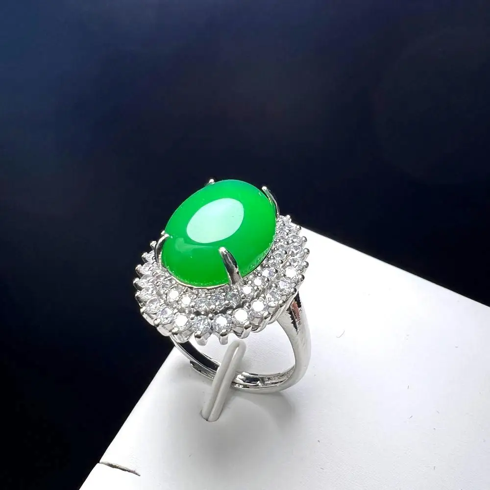 

Natural Stone Green Agate Finger Ring Charm Rings Adjustable Oval Copper Stone Rings For Women 2022 Free Shipping