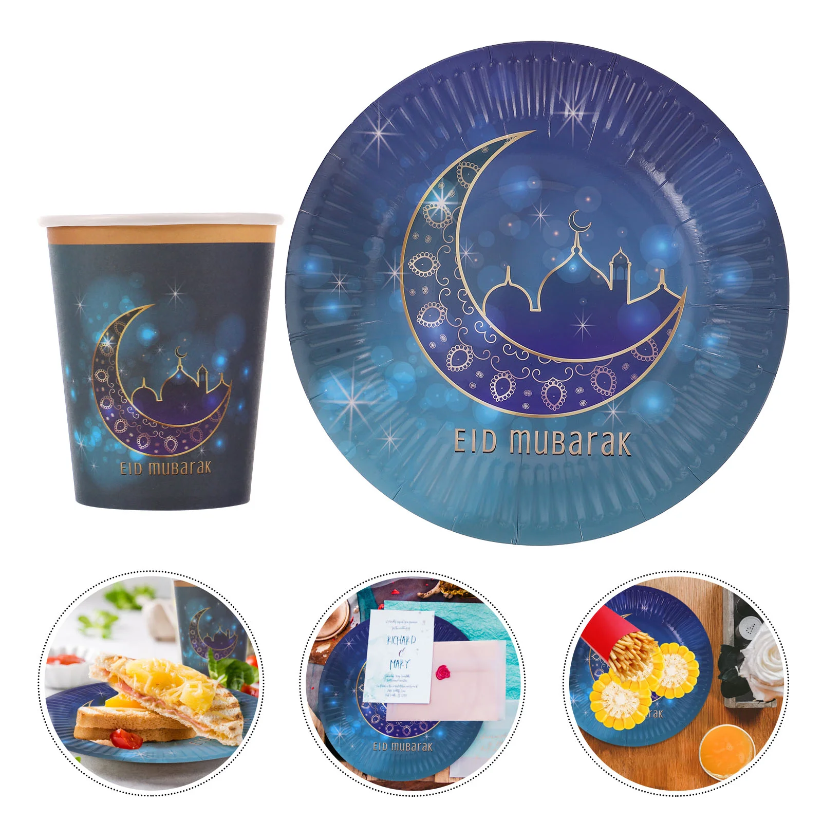 

24pcs Disposable Paper Plate Eid Mubarak Supplies Ramadan Paper Plates Ramadan decoration 2023