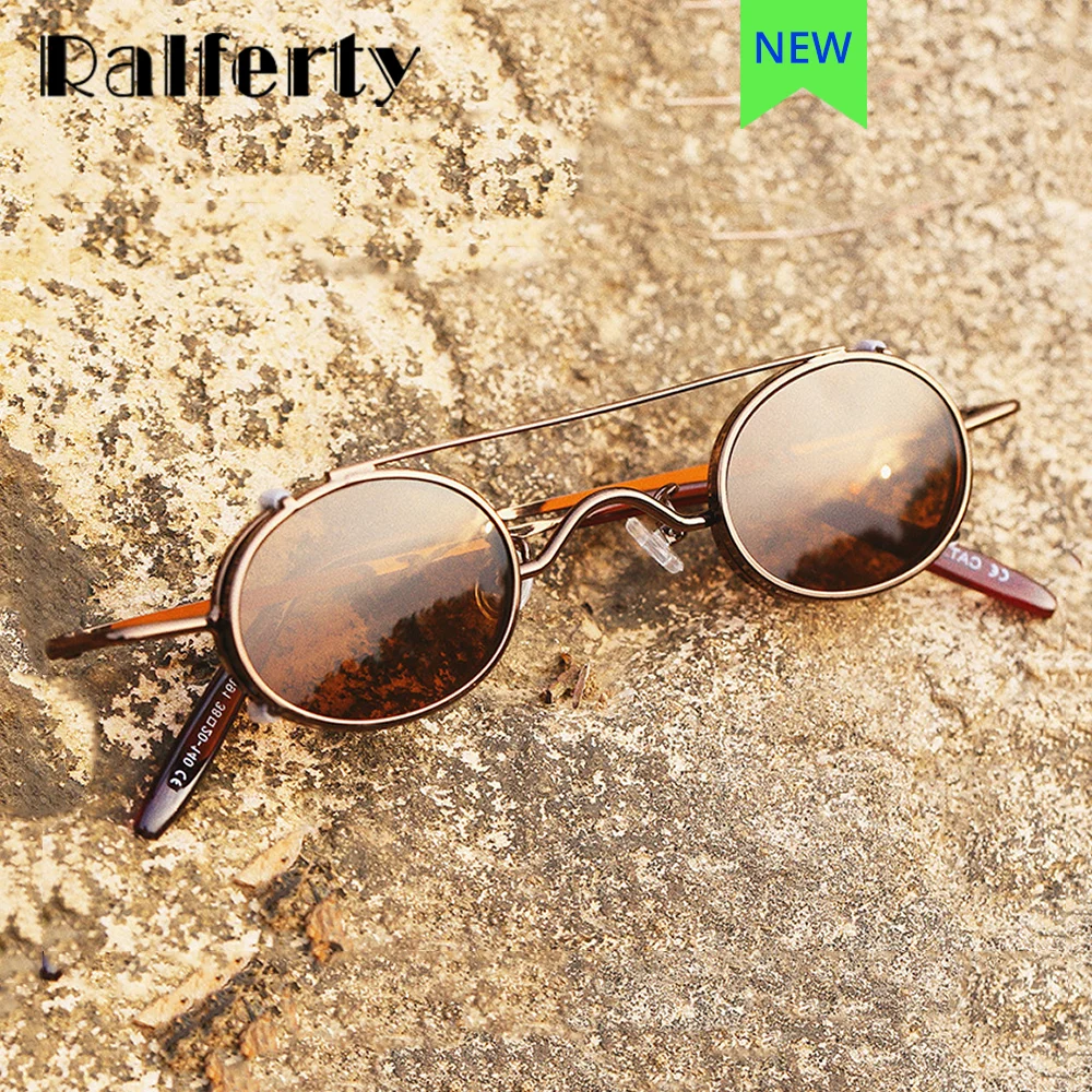 

Ralferty Винтажные Солнцезащитные очки в стиле стимпанк женские и мужские клипсы на очках маленькая оправа ретро круглые оттенки мужские женск...