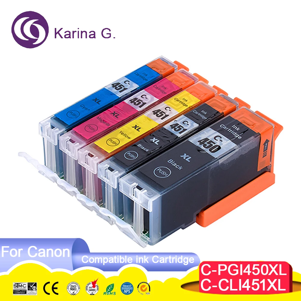 

450 PGI-450 PGI450 451 CLI-451 CLI451 Premium Color Compatible Printer Ink Cartridge for Canon PIXMA MG5440/MG5540/MG5640/MG6340