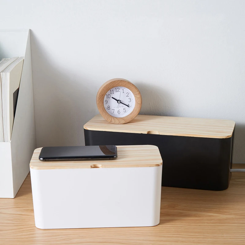 Ящик для хранения кабелей чехол удлинителя деревянный органайзер проводов