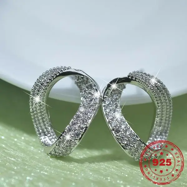 

S925 Silver Color Sterling Earring VVS1 Mini 2 Carats Diamond Kolczyki Orecchini Fine Bizuteria Silver 925 Jewelry Earrings