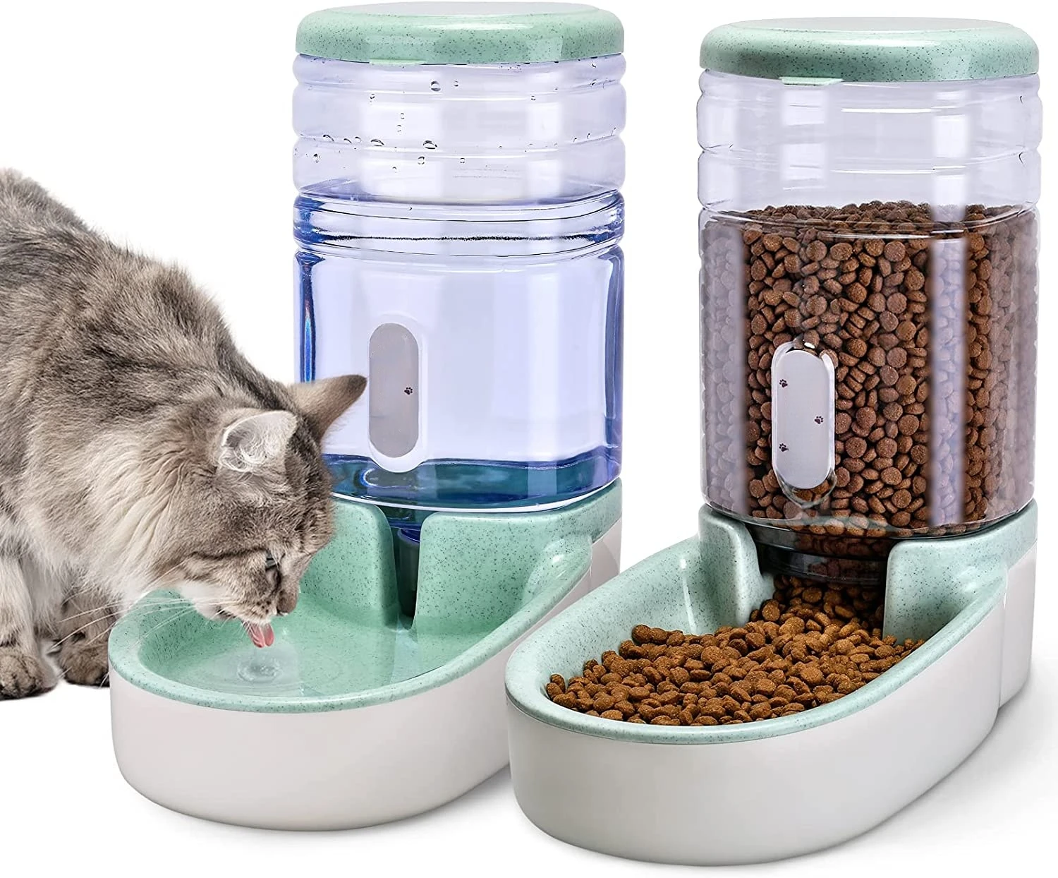 

Automatic Dog Cat Feeder and Water Dispenser Gravity Food Feeder and Waterer Set with Pet Food Bowl for Dog Puppy Kitten