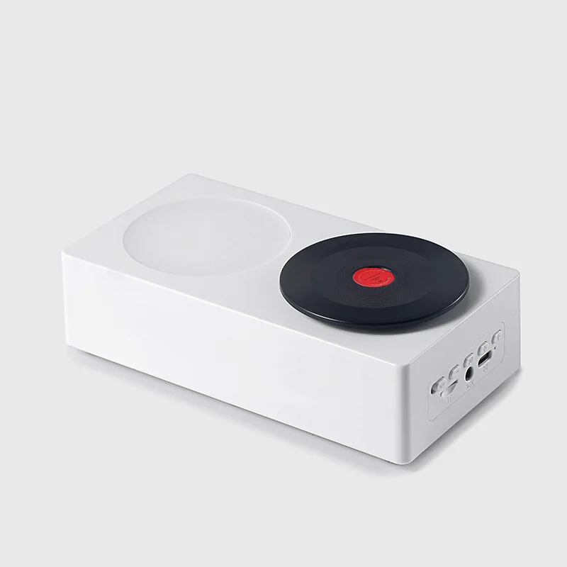 

Bluetooth Speaker with Retro Vinyl Record Player and Rotating Time Light Creative Night Light and Sound System Support TF Card
