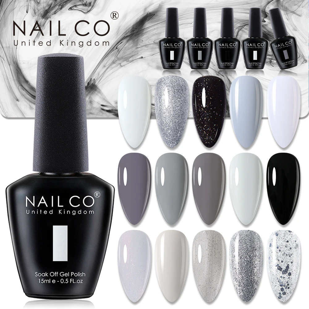 NAILCO 15 мл черные белые искусственные полуперманентные Лаки лак для эсмальта