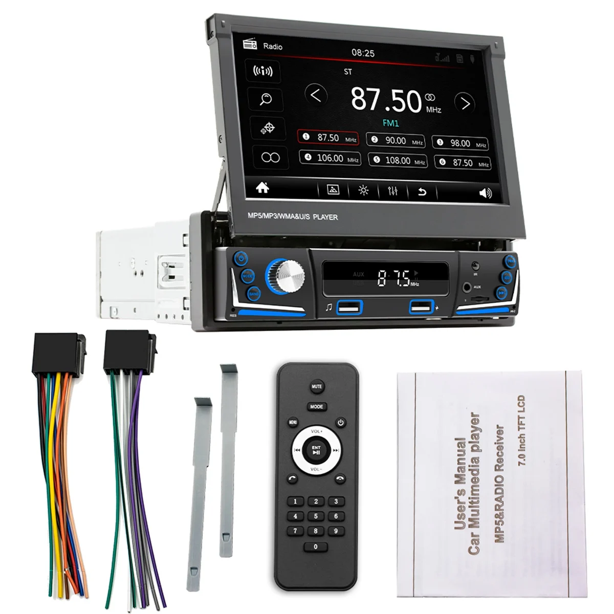 

Manual Telescopic Screen 1 Din Car Radio Multimedia Player Auto Audio Stereo FM 7 Inch Autoradio Player Universal