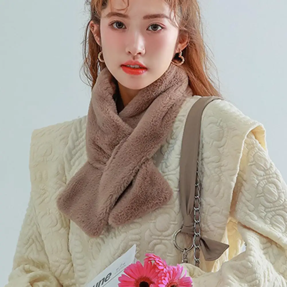 Женский зимний воротник из искусственного кроличьего меха однотонный