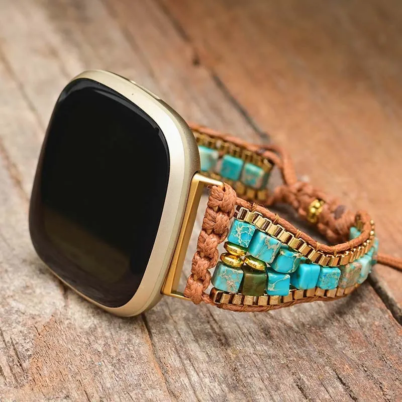 

Bohemia Strap for Fitbit Versa 2 3 Band Watchband Girls Women Bracelet Natural Stone Pulseira Correa
