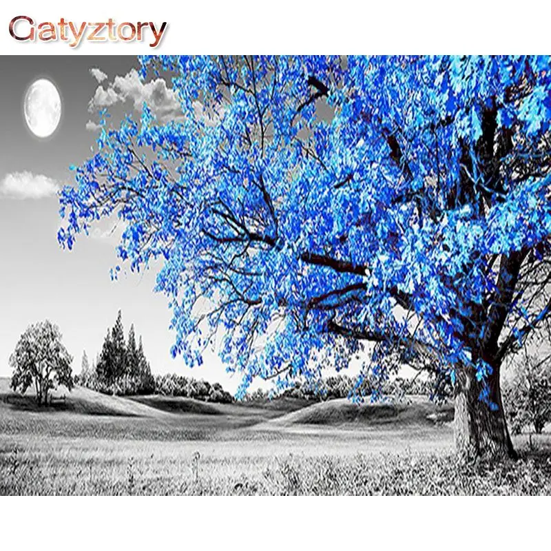 

GATYZTORY DIY Painting By Numbers Moon Landscape HandPainted Oil Painting Drawing On Canvas Kill Time Unique Gift Home Decor